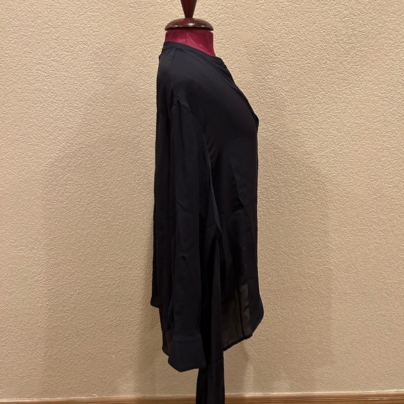 NWT Eleventy Black V Neck Tie Waist Long Sleeve Blouse Top - Picture 7 of 12